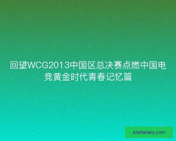 回望WCG2013中国区总决赛点燃中国电竞黄金时代青春记忆篇 回望WCG2013中国区总决赛点燃中国电竞黄金时代青春记忆篇