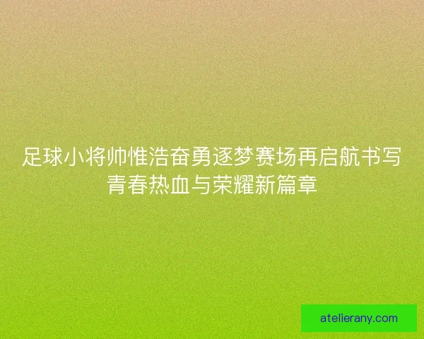 足球小将帅惟浩奋勇逐梦赛场再启航书写青春热血与荣耀新篇章 足球小将帅惟浩奋勇逐梦赛场再启航书写青春热血与荣耀新篇章